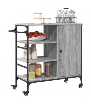 vidaXL Kitchen Trolley Grey Sonoma 87.5x38.5x84.5 cm Engineered Wood