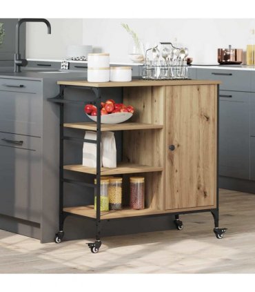 vidaXL Kitchen Trolley Artisan Oak 87.5 x 39 x 84.5 cm Engineered Wood