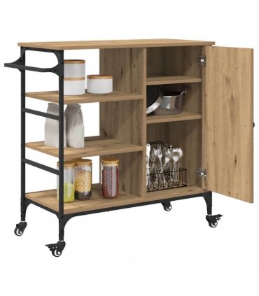vidaXL Kitchen Trolley Artisan Oak 87.5 x 39 x 84.5 cm Engineered Wood