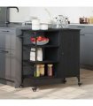 vidaXL Kitchen Trolley Black Oak 87.5 x 39 x 84.5 cm Engineered Wood