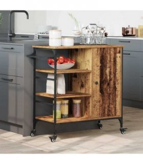 vidaXL Kitchen Trolley Old Wood 87.5 x 39 x 84.5 cm Engineered Wood