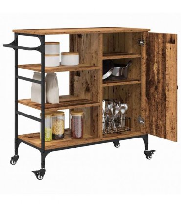 vidaXL Kitchen Trolley Old Wood 87.5 x 39 x 84.5 cm Engineered Wood
