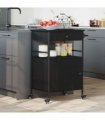 vidaXL Kitchen Trolley Black Oak 56 x 43 x 89.5 cm Engineered Wood