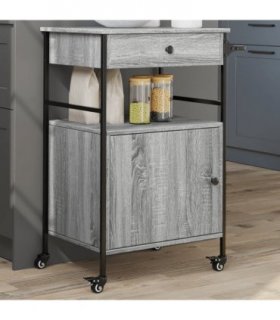 vidaXL Kitchen Trolley Grey Sonoma 56x43x89.5 cm Engineered Wood
