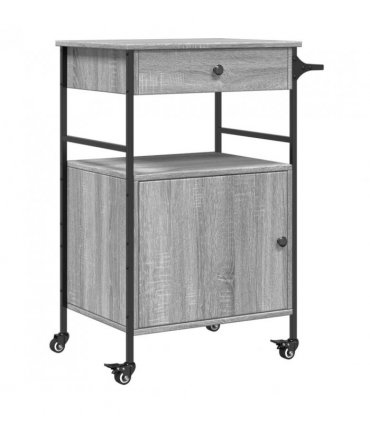 vidaXL Kitchen Trolley Grey Sonoma 56x43x89.5 cm Engineered Wood