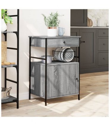 vidaXL Kitchen Trolley Grey Sonoma 56x43x89.5 cm Engineered Wood