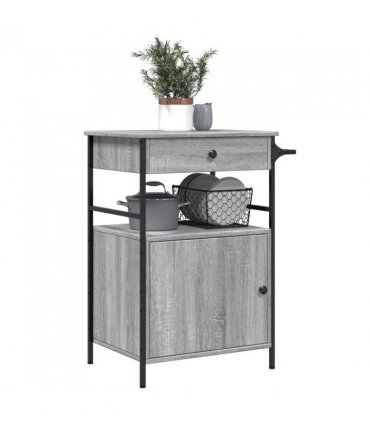 vidaXL Kitchen Trolley Grey Sonoma 56x43x89.5 cm Engineered Wood