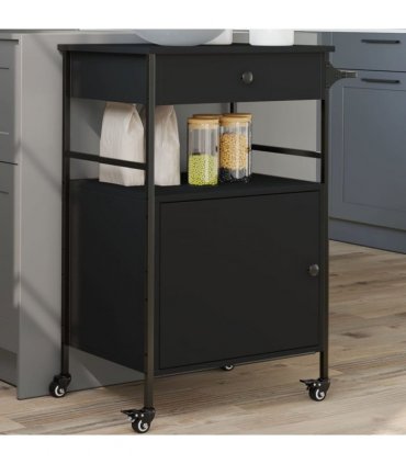 vidaXL Kitchen Trolley Black 56x43x89.5 cm Engineered Wood