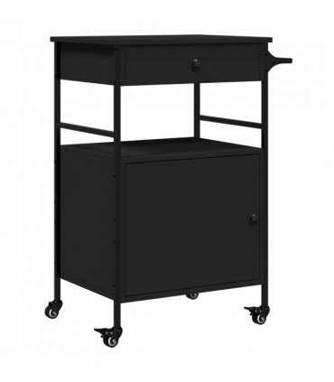 vidaXL Kitchen Trolley Black 56x43x89.5 cm Engineered Wood