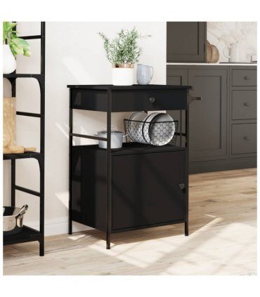 vidaXL Kitchen Trolley Black 56x43x89.5 cm Engineered Wood
