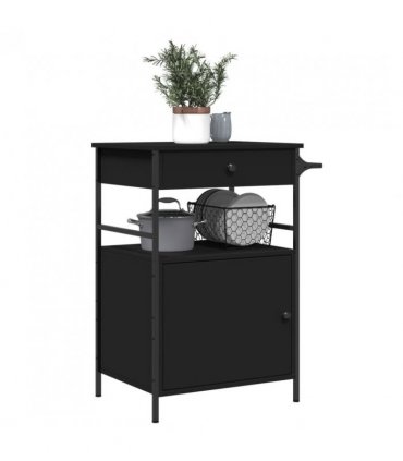 vidaXL Kitchen Trolley Black 56x43x89.5 cm Engineered Wood