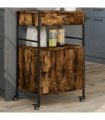 vidaXL Kitchen Trolley Smoked Oak 56x43x89.5 cm Engineered Wood