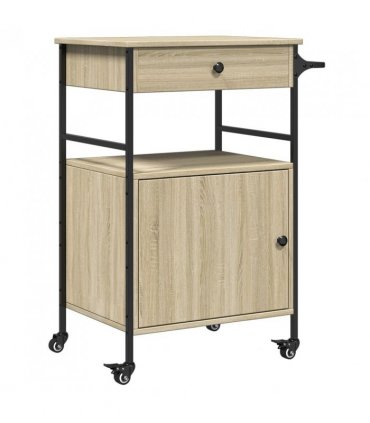 vidaXL Kitchen Trolley Sonoma Oak 56x43x89.5 cm Engineered Wood