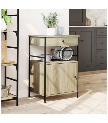 vidaXL Kitchen Trolley Sonoma Oak 56x43x89.5 cm Engineered Wood