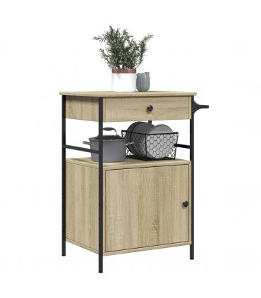 vidaXL Kitchen Trolley Sonoma Oak 56x43x89.5 cm Engineered Wood