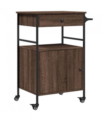 vidaXL Kitchen Trolley Brown Oak 56x43x89.5 cm Engineered Wood