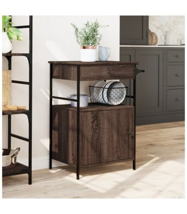 vidaXL Kitchen Trolley Brown Oak 56x43x89.5 cm Engineered Wood