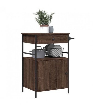 vidaXL Kitchen Trolley Brown Oak 56x43x89.5 cm Engineered Wood