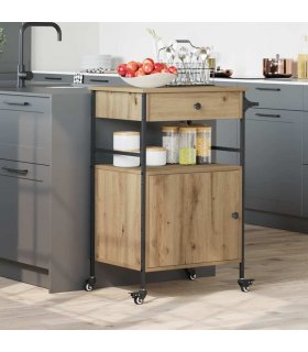 vidaXL Kitchen Trolley Artisan Oak 56 x 43 x 89.5 cm Engineered Wood