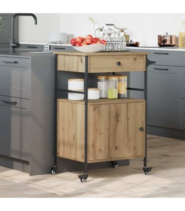 vidaXL Kitchen Trolley Artisan Oak 56 x 43 x 89.5 cm Engineered Wood
