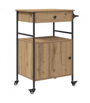 vidaXL Kitchen Trolley Artisan Oak 56 x 43 x 89.5 cm Engineered Wood