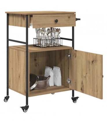 vidaXL Kitchen Trolley Artisan Oak 56 x 43 x 89.5 cm Engineered Wood