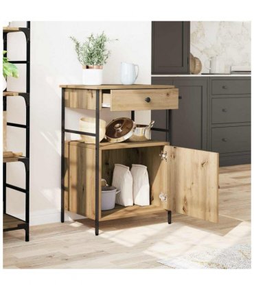 vidaXL Kitchen Trolley Artisan Oak 56 x 43 x 89.5 cm Engineered Wood