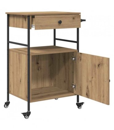 vidaXL Kitchen Trolley Artisan Oak 56 x 43 x 89.5 cm Engineered Wood