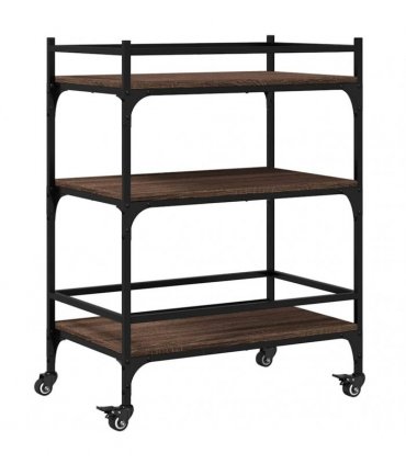 vidaXL Kitchen Trolley Brown Oak 65x40x86.5 cm Engineered Wood