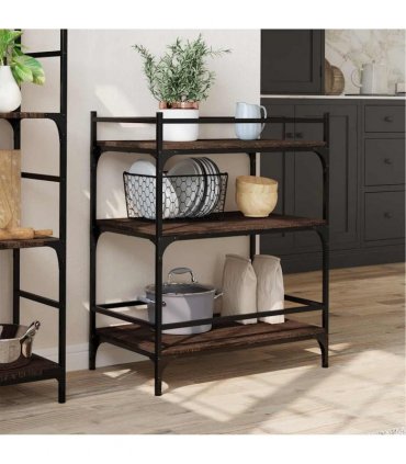 vidaXL Kitchen Trolley Brown Oak 65x40x86.5 cm Engineered Wood