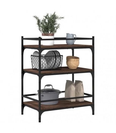 vidaXL Kitchen Trolley Brown Oak 65x40x86.5 cm Engineered Wood