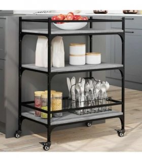 vidaXL Kitchen Trolley Grey Sonoma 65x40x86.5 cm Engineered Wood