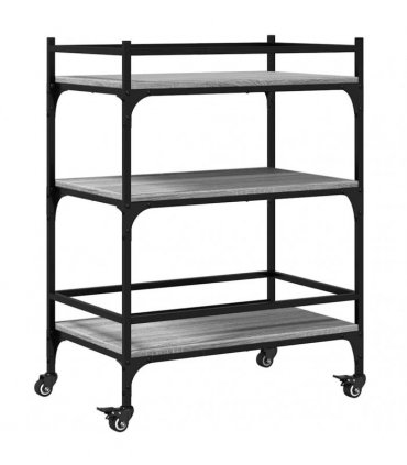 vidaXL Kitchen Trolley Grey Sonoma 65x40x86.5 cm Engineered Wood