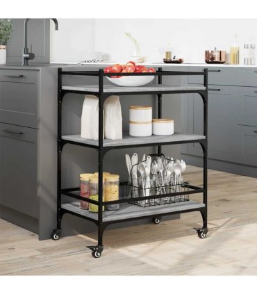 vidaXL Kitchen Trolley Grey Sonoma 65x40x86.5 cm Engineered Wood