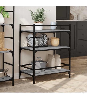 vidaXL Kitchen Trolley Grey Sonoma 65x40x86.5 cm Engineered Wood