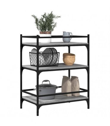 vidaXL Kitchen Trolley Grey Sonoma 65x40x86.5 cm Engineered Wood
