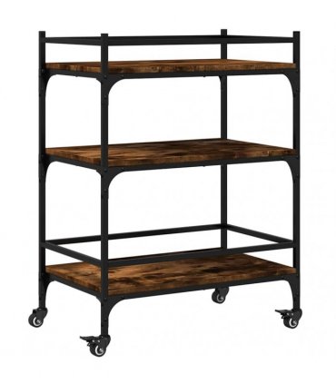 vidaXL Kitchen Trolley Smoked Oak 65x40x86.5 cm Engineered Wood