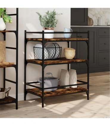 vidaXL Kitchen Trolley Smoked Oak 65x40x86.5 cm Engineered Wood