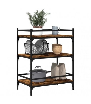 vidaXL Kitchen Trolley Smoked Oak 65x40x86.5 cm Engineered Wood