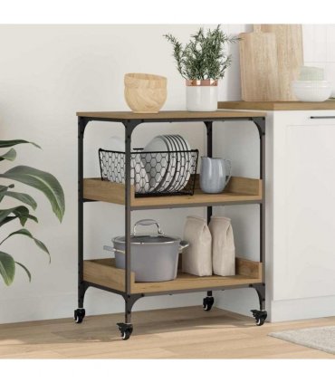 vidaXL Kitchen Trolley Artisan Oak 60 x 41 x 80.5 cm Engineered Wood