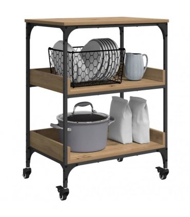 vidaXL Kitchen Trolley Artisan Oak 60 x 41 x 80.5 cm Engineered Wood