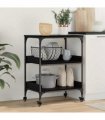 vidaXL Kitchen Trolley Black Oak 60 x 41 x 80.5 cm Engineered Wood