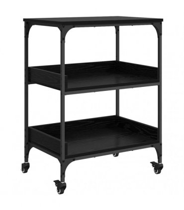 vidaXL Kitchen Trolley Black Oak 60 x 41 x 80.5 cm Engineered Wood