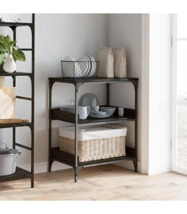 vidaXL Kitchen Trolley Black Oak 60 x 41 x 80.5 cm Engineered Wood