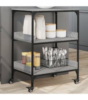 vidaXL Kitchen Trolley Grey Sonoma 60x41x80.5 cm Engineered Wood