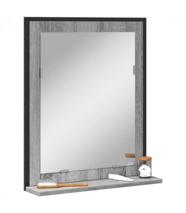 vidaXL Bathroom Mirror with Shelf Grey Sonoma 50x12x60 cm Engineered Wood