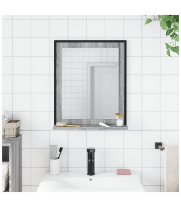 vidaXL Bathroom Mirror with Shelf Grey Sonoma 50x12x60 cm Engineered Wood