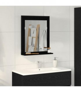 vidaXL Mirror Black oak 50 x 12 x 60 cm Glass and Engineered Wood