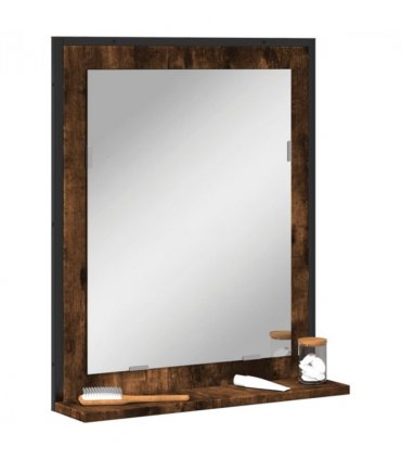 vidaXL Bathroom Mirror with Shelf Smoked Oak 50x12x60 cm Engineered Wood