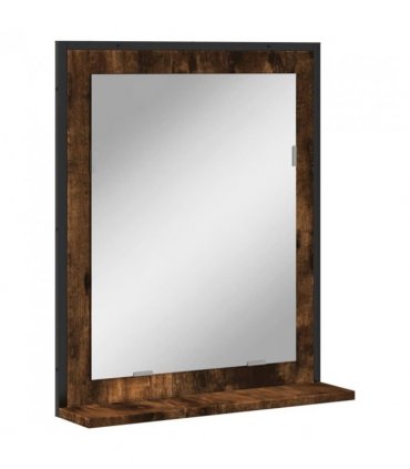 vidaXL Bathroom Mirror with Shelf Smoked Oak 50x12x60 cm Engineered Wood